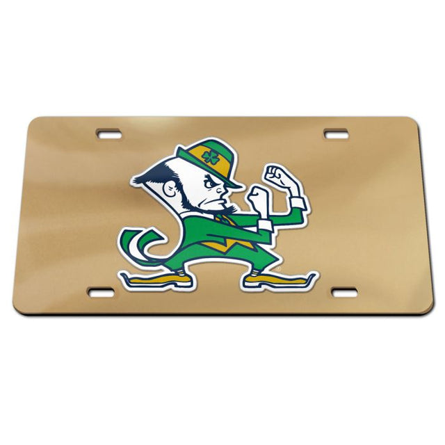 Matrícula de acrílico especial de Notre Dame Fighting Irish LEPRECHAUN