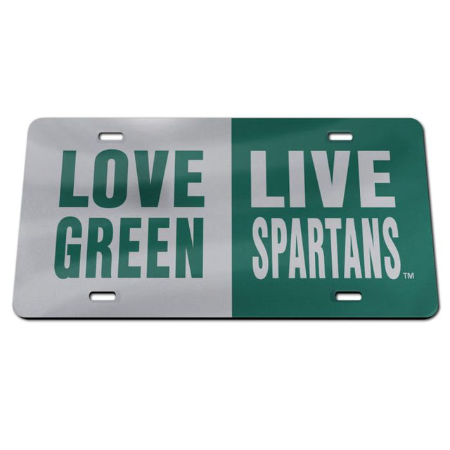 Placas de matrícula clásicas de acrílico de los Spartans de Michigan State