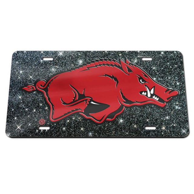 Placa de matrícula acrílica especial con fondo brillante de Arkansas Razorbacks