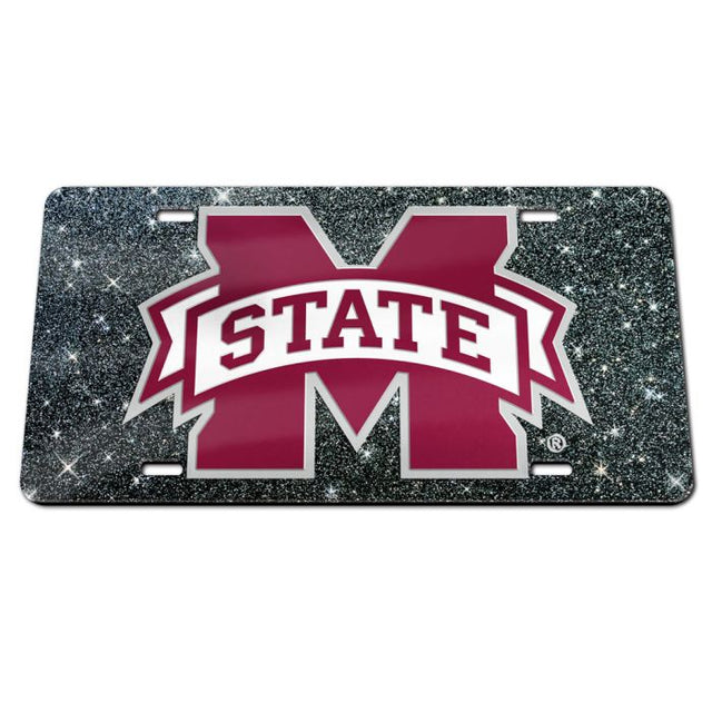 Mississippi State Bulldogs GLITTER BACKGROUND Specialty Acrylic License Plate