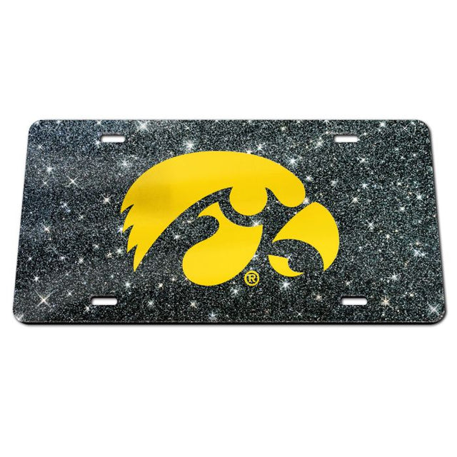 Placas de matrícula clásicas de acrílico con fondo brillante de Iowa Hawkeyes