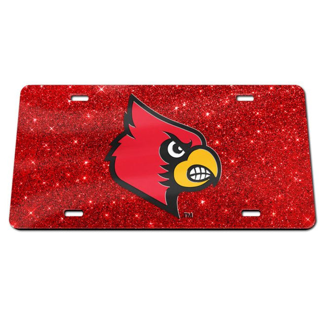 Louisville Cardinals GLITTER BACKGROUND Specialty Acrylic License Plate