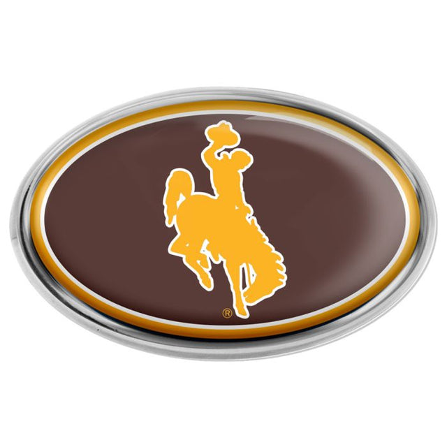 Emblema de metal cromado abovedado de los Wyoming Cowboys