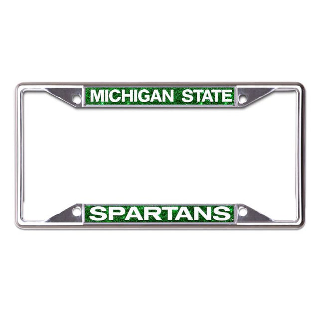 Michigan State Spartans GLITTER BACKGROUND Lic Plt Frame S/S Printed