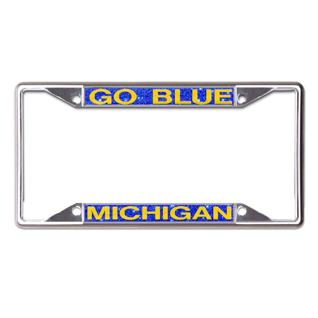 Michigan Wolverines GLITTER BACKGROUND Lic Plt Frame S/S Printed