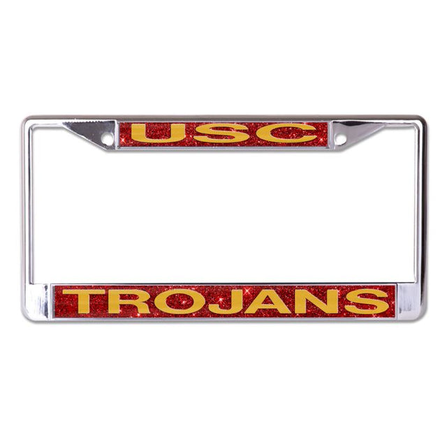 USC Trojans GLITTER BACKGROUND Lic Plt Frame S/L Printed