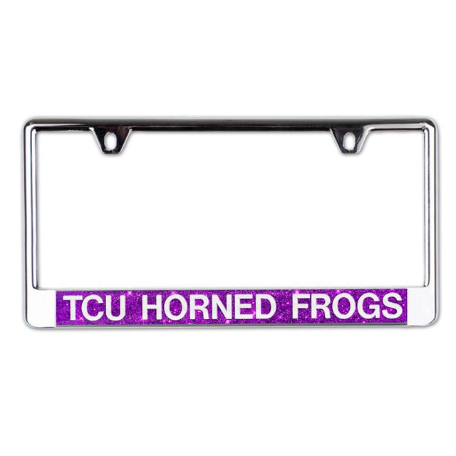 TCU Horned Frogs GLITTER BACKGROUND Lic Plate Frame B/O Printed