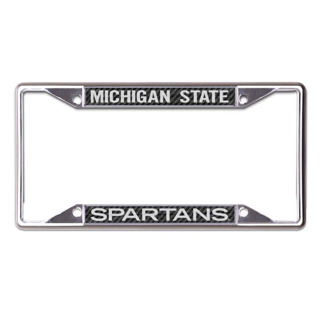 Cuadro de cuadros con licencia de carbono Michigan State Spartans, de color blanco y negro, estampado