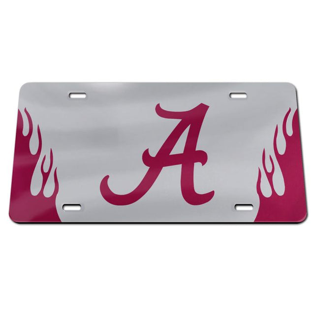 Placas de matrícula clásicas de acrílico con diseño de llamas de Alabama Crimson Tide