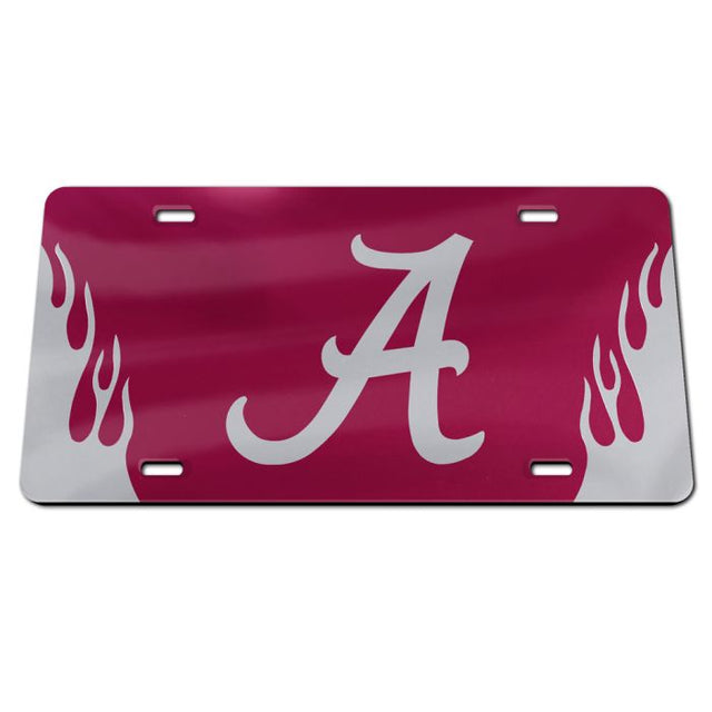 Placas de matrícula clásicas de acrílico con diseño de llamas de Alabama Crimson Tide