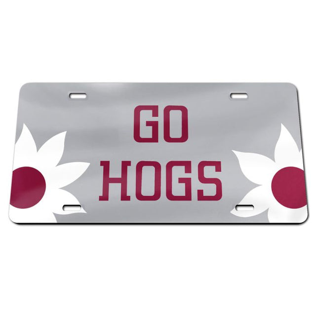 Placas de matrícula clásicas de acrílico con diseño de flores de Arkansas Razorbacks