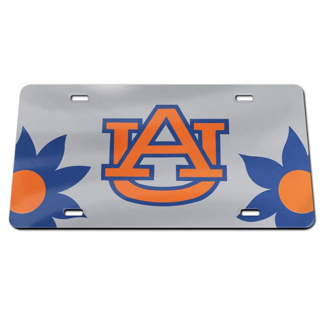 Placas de matrícula clásicas de acrílico con flores de Auburn Tigers