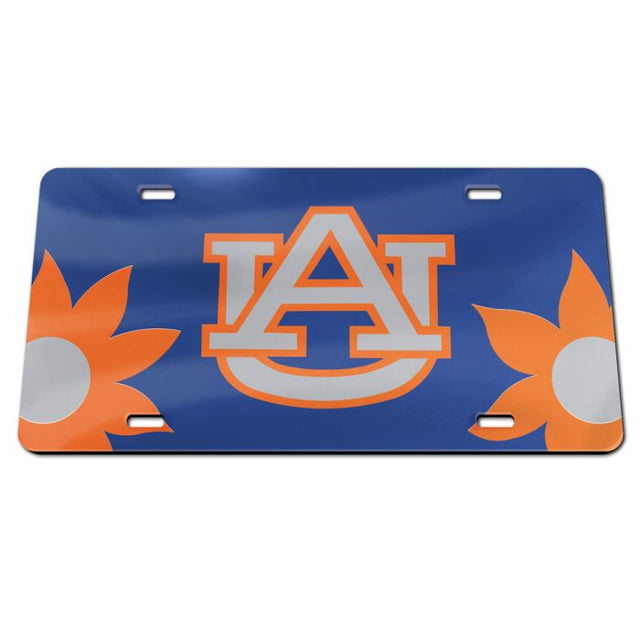 Placas de matrícula clásicas de acrílico con flores de Auburn Tigers