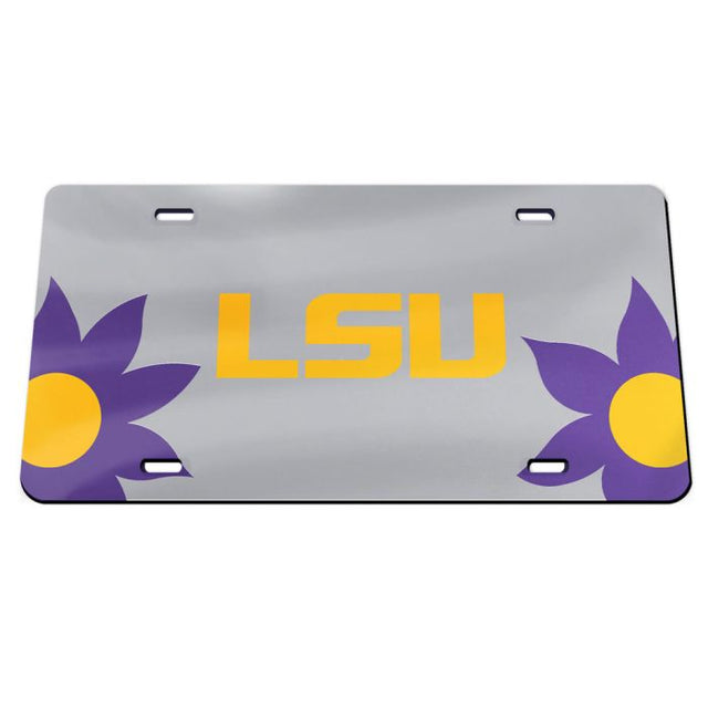 Placas de matrícula clásicas de acrílico con diseño de flores de los LSU Tigers