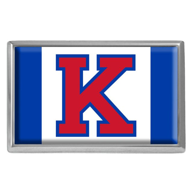 Emblema de metal cromado abovedado de los Kansas Jayhawks