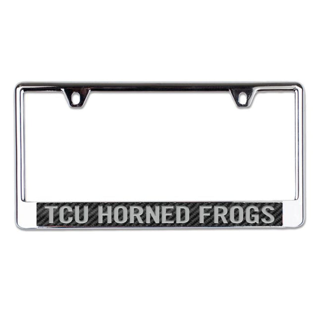 TCU Horned Frogs CARBON Lic Plate Frame B/O Printed