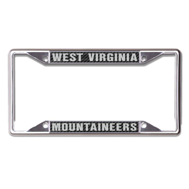 Cuadro de carbono con licencia Plt de West Virginia Mountaineers, de color blanco y negro, estampado