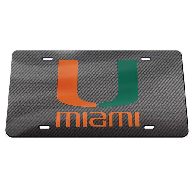 Placas de matrícula clásicas de acrílico CARBON de los Miami Hurricanes