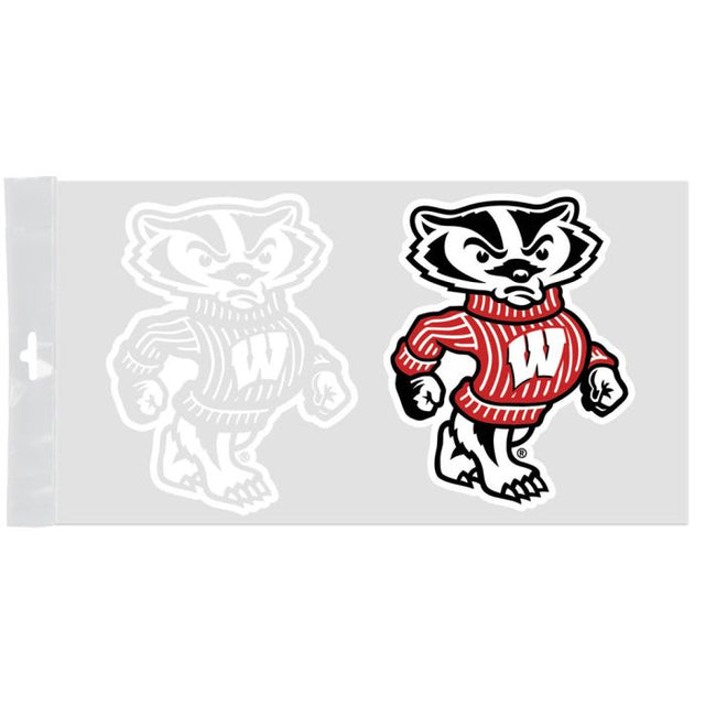 Calcomanías para ventanas con láminas de Wisconsin Badgers, 4" x 7"