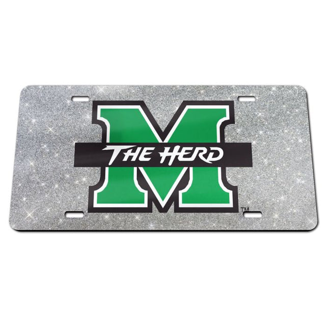 Marshall Thundering Herd GLITTER BACKGROUND Acrylic Classic License Plates