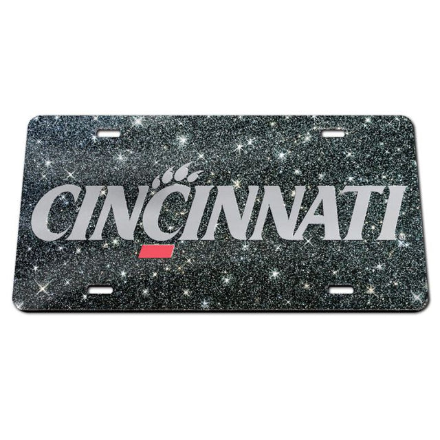 Cincinnati Bearcats GLITTER BACKGROUND Acrylic Classic License Plates