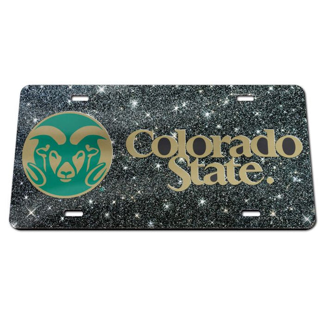 Colorado State Rams GLITTER BACKGROUND Acrylic Classic License Plates