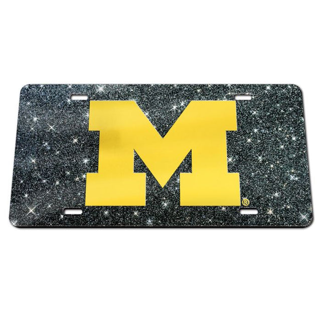 Placas de matrícula clásicas de acrílico con fondo brillante de los Wolverines de Michigan