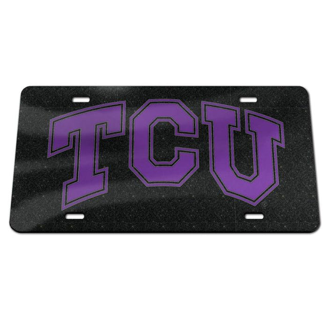 Placas de matrícula clásicas de acrílico con fondo brillante de TCU Horned Frogs