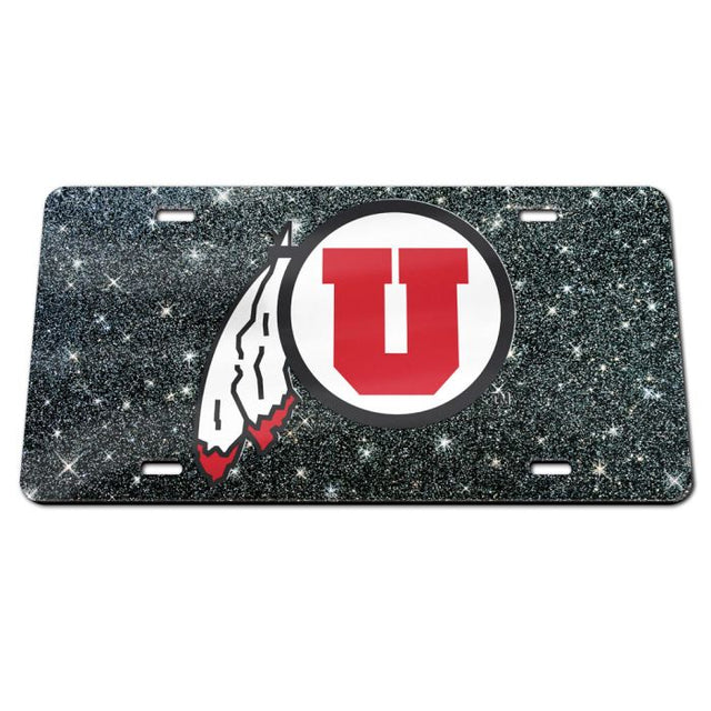 Utah Utes GLITTER BACKGROUND Specialty Acrylic License Plate