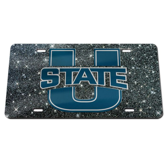 Utah State Aggies GLITTER BACKGROUND Acrylic Classic License Plates