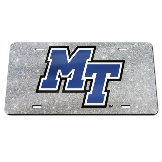 Placas de matrícula clásicas de acrílico con fondo brillante de los Raiders azules de Middle Tennessee State