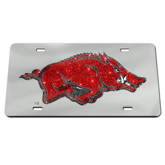 Placa de matrícula acrílica especial con el logotipo BRILLO de Arkansas Razorbacks