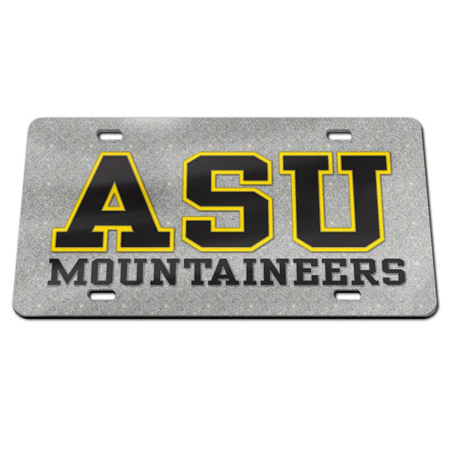 Placas de matrícula clásicas de acrílico con fondo brillante de Appalachian State Mountaineers