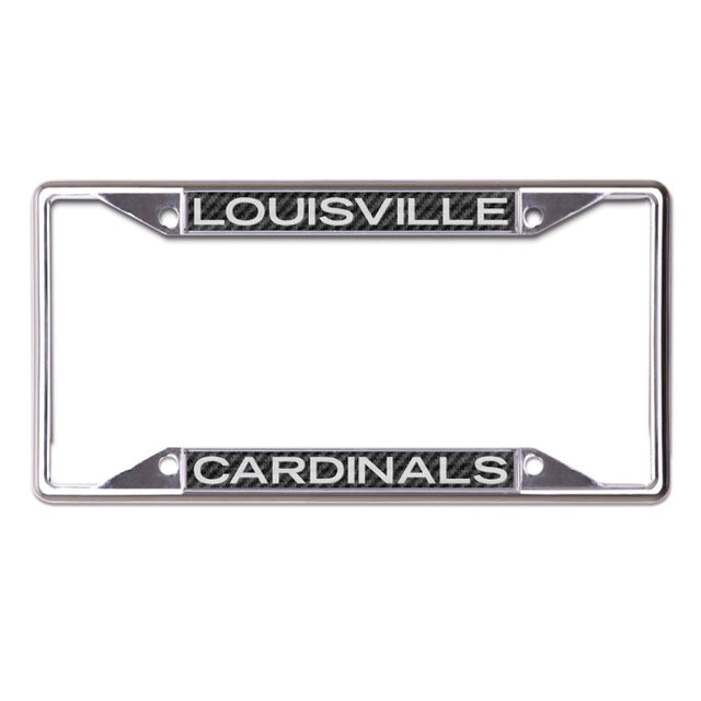 Marco de licencia con fondo brillante de los Cardenales de Louisville, de acero inoxidable y estampado