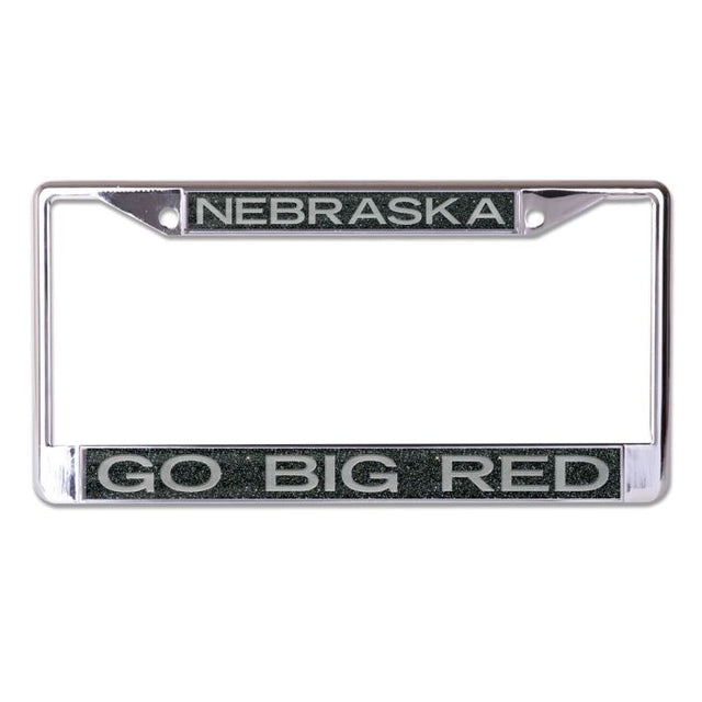 Nebraska Cornhuskers GLITTER BACKGROUND Lic Plt Frame S/L Metallic