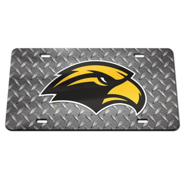 Placa de matrícula acrílica especial DIAMOND PLATE de Southern Miss Golden Eagles