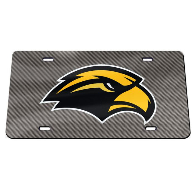 Placas de matrícula clásicas de acrílico CARBONO de Southern Miss Golden Eagles