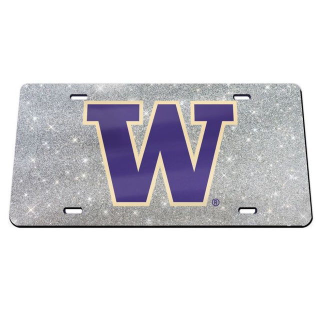 Matrículas clásicas de acrílico con fondo brillante de Washington Huskies