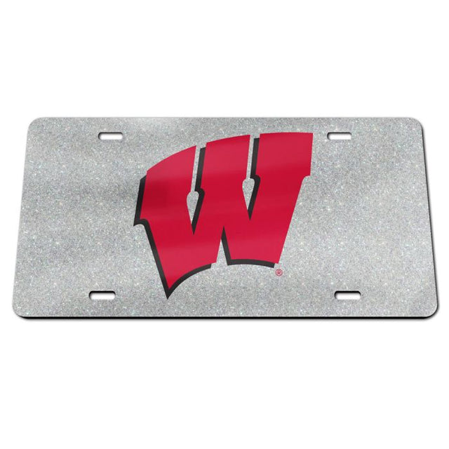 Wisconsin Badgers GLITTER BACKGROUND Acrylic Classic License Plates