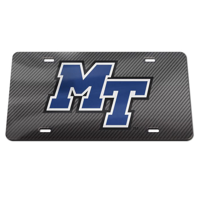 Placas de matrícula clásicas de acrílico CARBON de los Blue Raiders de Middle Tennessee State