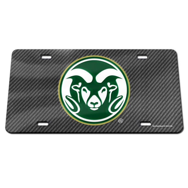 Matrícula acrílica especial de Colorado State Rams CARBON