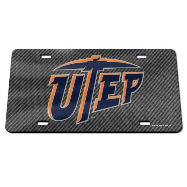 UTEP Miners CARBON Specialty Acrylic License Plate