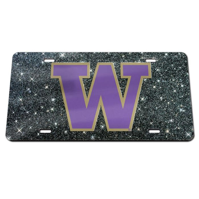 Matrículas clásicas de acrílico con fondo brillante de Washington Huskies