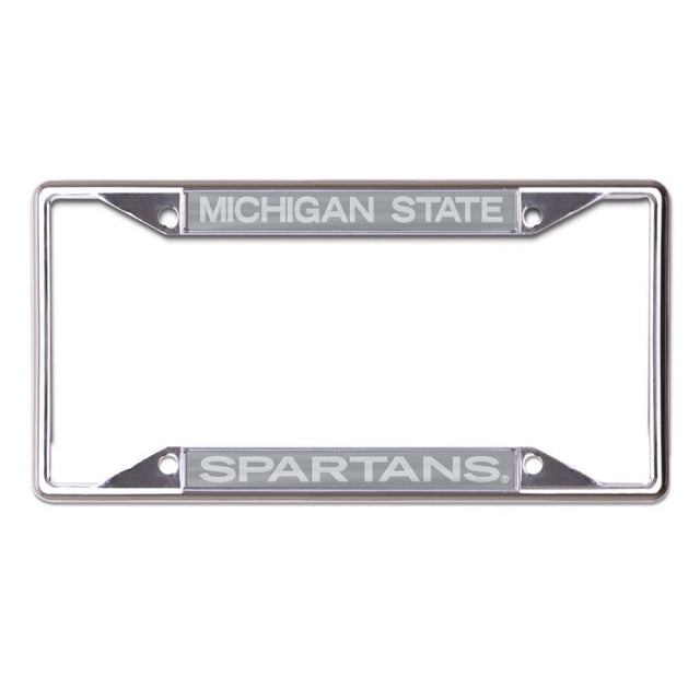 Marco de licencia con estampado de espartanos de Michigan State FROSTED Lic Plt de manga corta