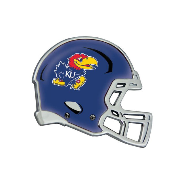 Emblema de metal cromado abovedado para CASCO de los Kansas Jayhawks