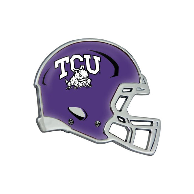 Emblema de metal cromado abovedado para casco TCU Horned Frogs