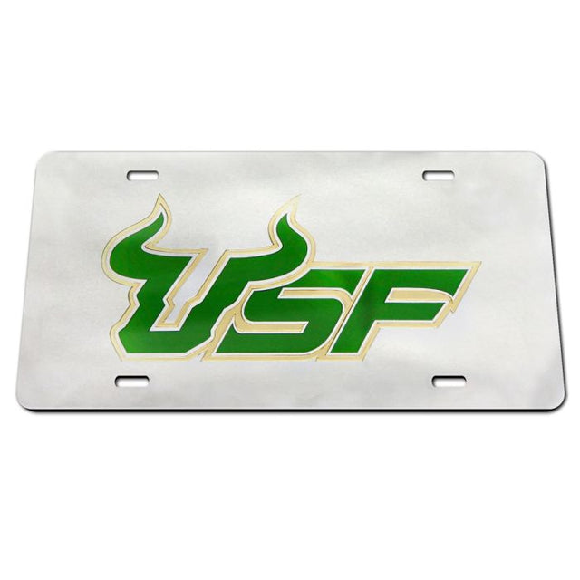 Placa de matrícula de acrílico especial con fondo de espejo de los South Florida Bulls