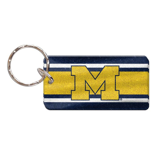 Llavero rectangular con rayas de los Michigan Wolverines