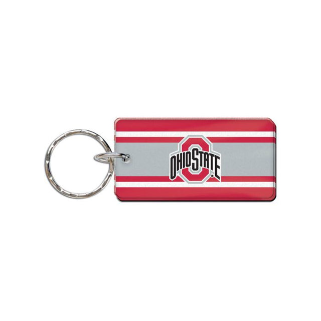 Llavero rectangular con rayas de los Ohio State Buckeyes