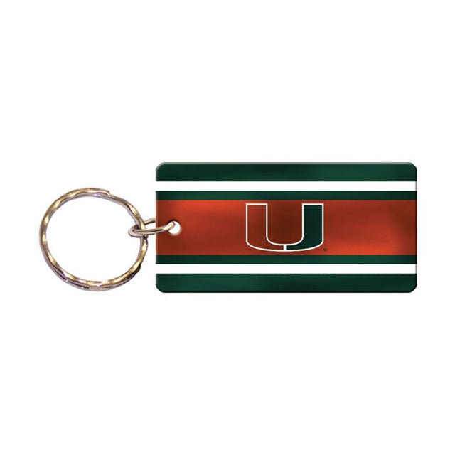 Llavero rectangular con rayas de los Miami Hurricanes